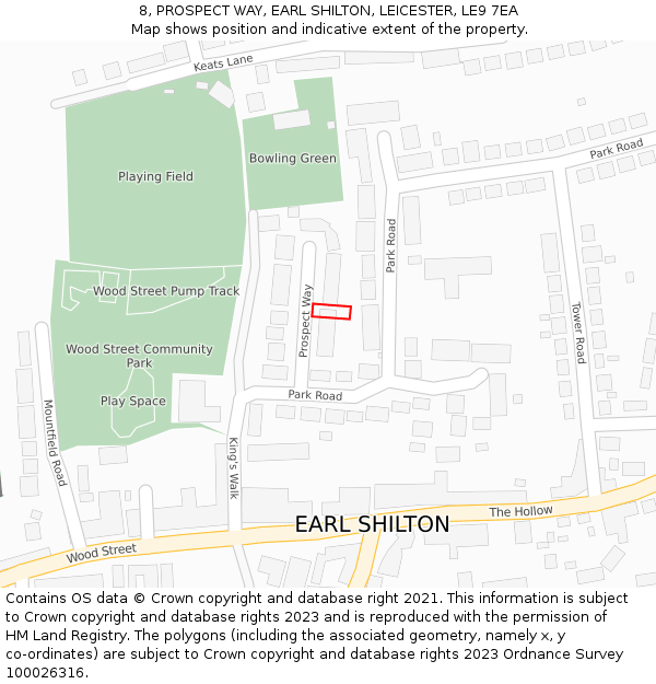 8, PROSPECT WAY, EARL SHILTON, LEICESTER, LE9 7EA: Location map and indicative extent of plot