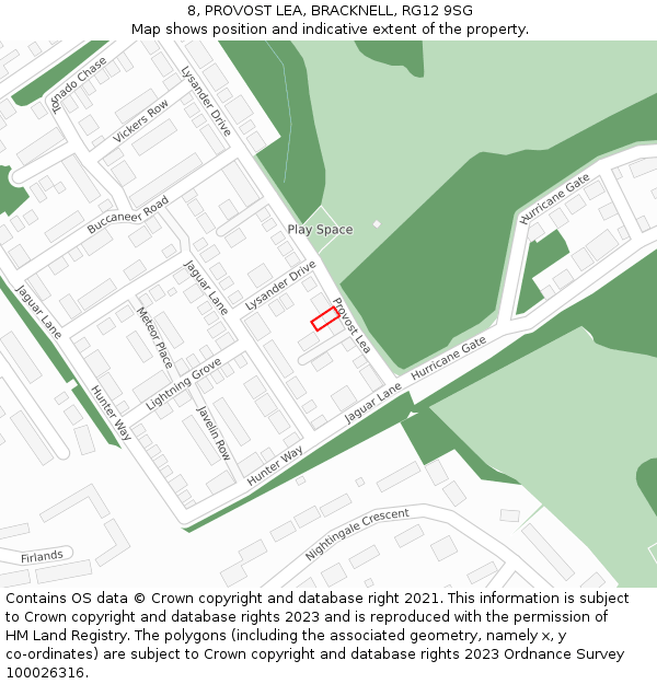 8, PROVOST LEA, BRACKNELL, RG12 9SG: Location map and indicative extent of plot