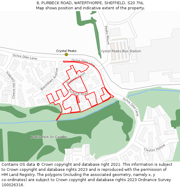 8, PURBECK ROAD, WATERTHORPE, SHEFFIELD, S20 7NL: Location map and indicative extent of plot