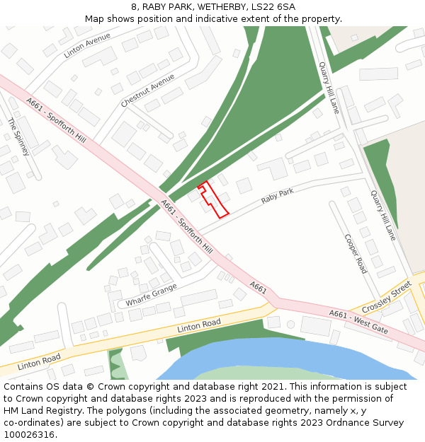 8, RABY PARK, WETHERBY, LS22 6SA: Location map and indicative extent of plot