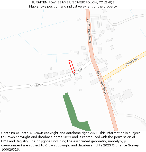 8, RATTEN ROW, SEAMER, SCARBOROUGH, YO12 4QB: Location map and indicative extent of plot