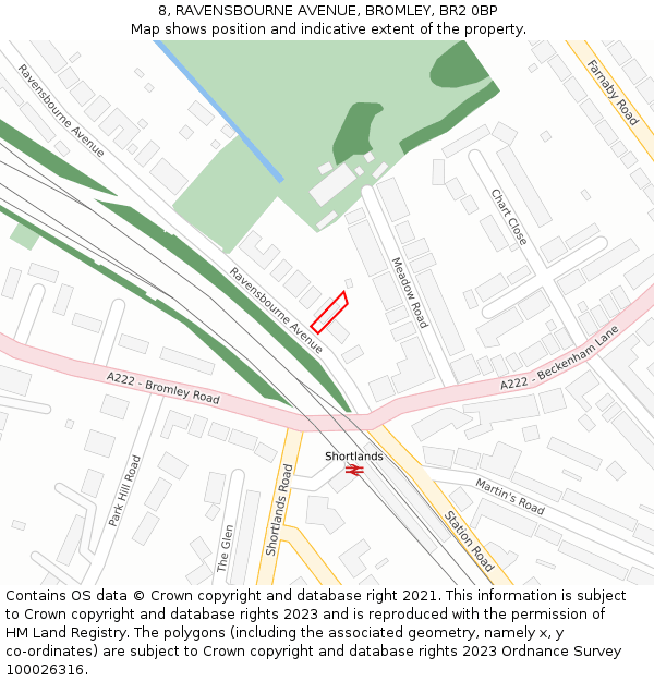 8, RAVENSBOURNE AVENUE, BROMLEY, BR2 0BP: Location map and indicative extent of plot