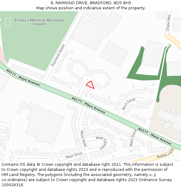8, RAYMOND DRIVE, BRADFORD, BD5 8HS: Location map and indicative extent of plot