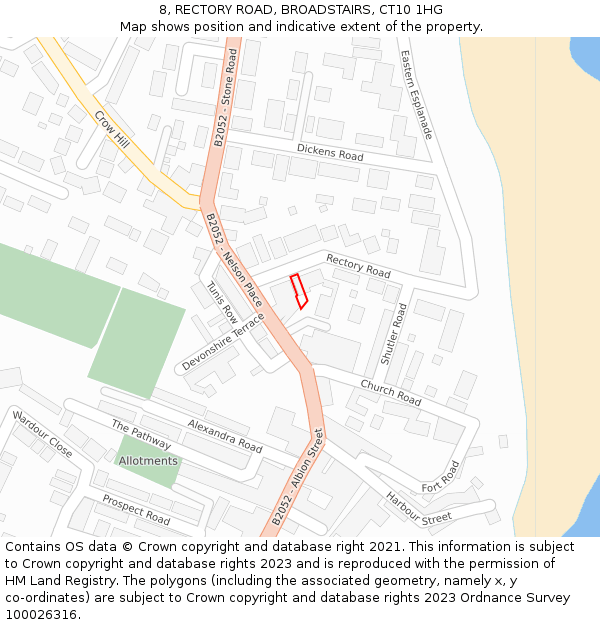 8, RECTORY ROAD, BROADSTAIRS, CT10 1HG: Location map and indicative extent of plot