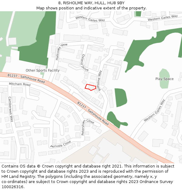 8, RISHOLME WAY, HULL, HU8 9BY: Location map and indicative extent of plot