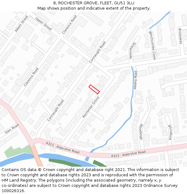 8, ROCHESTER GROVE, FLEET, GU51 3LU: Location map and indicative extent of plot