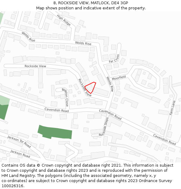 8, ROCKSIDE VIEW, MATLOCK, DE4 3GP: Location map and indicative extent of plot