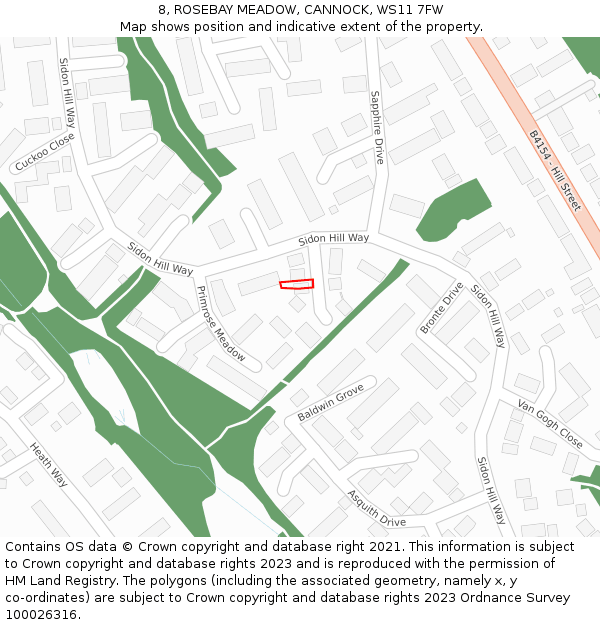 8, ROSEBAY MEADOW, CANNOCK, WS11 7FW: Location map and indicative extent of plot