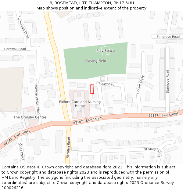 8, ROSEMEAD, LITTLEHAMPTON, BN17 6UH: Location map and indicative extent of plot