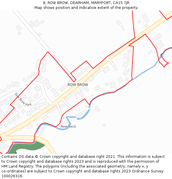 8, ROW BROW, DEARHAM, MARYPORT, CA15 7JR: Location map and indicative extent of plot