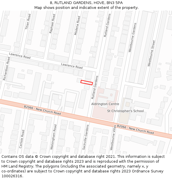 8, RUTLAND GARDENS, HOVE, BN3 5PA: Location map and indicative extent of plot