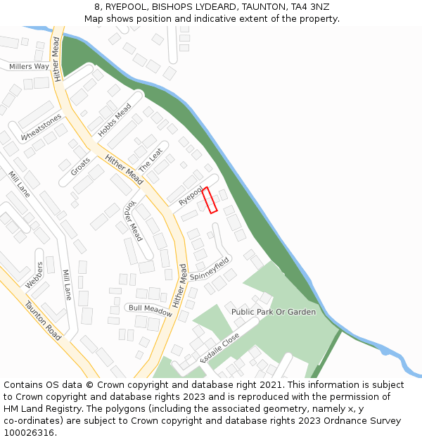 8, RYEPOOL, BISHOPS LYDEARD, TAUNTON, TA4 3NZ: Location map and indicative extent of plot