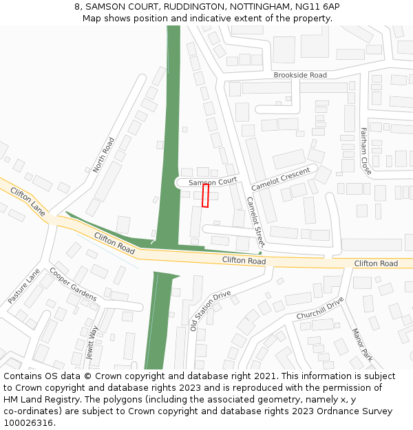 8, SAMSON COURT, RUDDINGTON, NOTTINGHAM, NG11 6AP: Location map and indicative extent of plot