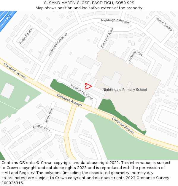 8, SAND MARTIN CLOSE, EASTLEIGH, SO50 9PS: Location map and indicative extent of plot