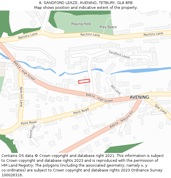 8, SANDFORD LEAZE, AVENING, TETBURY, GL8 8PB: Location map and indicative extent of plot