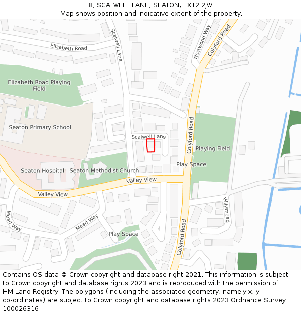 8, SCALWELL LANE, SEATON, EX12 2JW: Location map and indicative extent of plot