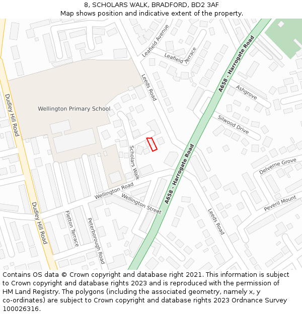 8, SCHOLARS WALK, BRADFORD, BD2 3AF: Location map and indicative extent of plot