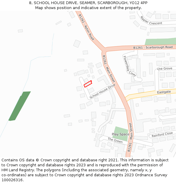 8, SCHOOL HOUSE DRIVE, SEAMER, SCARBOROUGH, YO12 4PP: Location map and indicative extent of plot