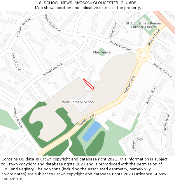 8, SCHOOL MEWS, MATSON, GLOUCESTER, GL4 6BS: Location map and indicative extent of plot