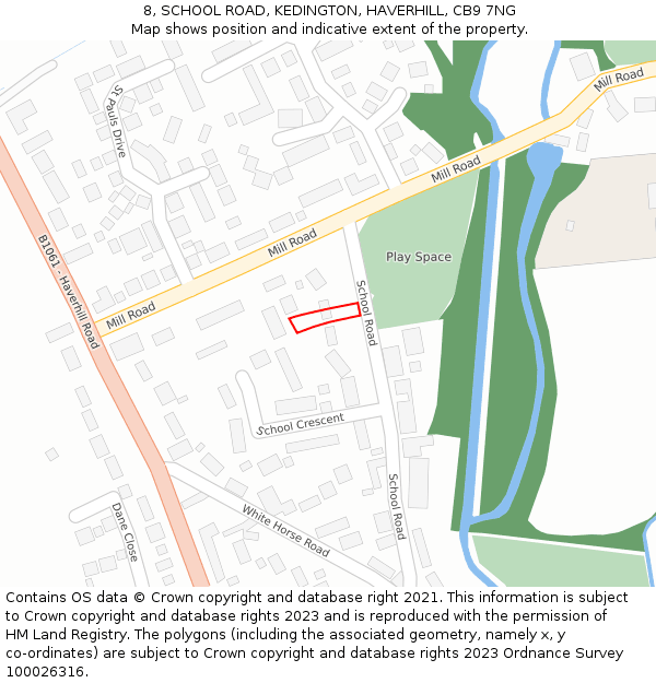 8, SCHOOL ROAD, KEDINGTON, HAVERHILL, CB9 7NG: Location map and indicative extent of plot