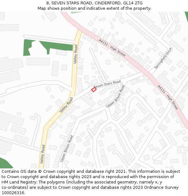 8, SEVEN STARS ROAD, CINDERFORD, GL14 2TG: Location map and indicative extent of plot