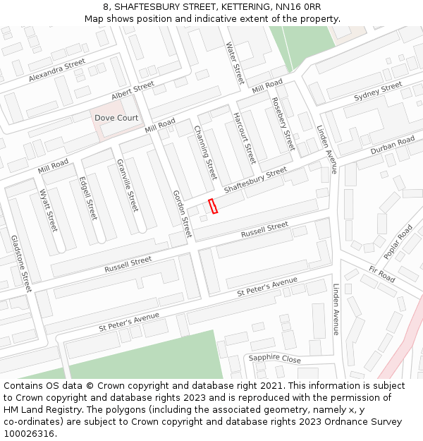 8, SHAFTESBURY STREET, KETTERING, NN16 0RR: Location map and indicative extent of plot