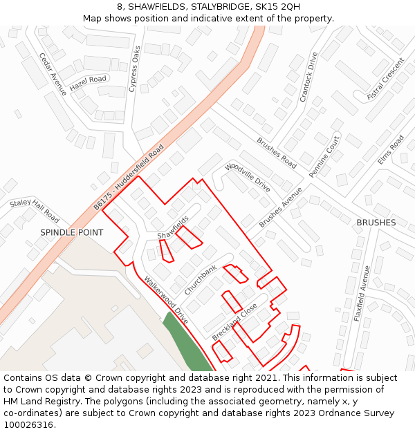 8, SHAWFIELDS, STALYBRIDGE, SK15 2QH: Location map and indicative extent of plot