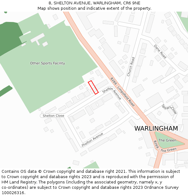 8, SHELTON AVENUE, WARLINGHAM, CR6 9NE: Location map and indicative extent of plot