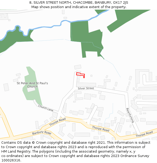 8, SILVER STREET NORTH, CHACOMBE, BANBURY, OX17 2JS: Location map and indicative extent of plot