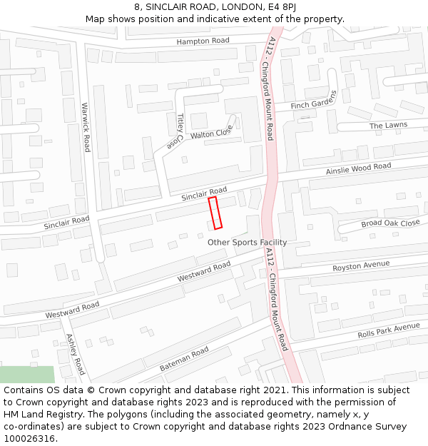 8, SINCLAIR ROAD, LONDON, E4 8PJ: Location map and indicative extent of plot