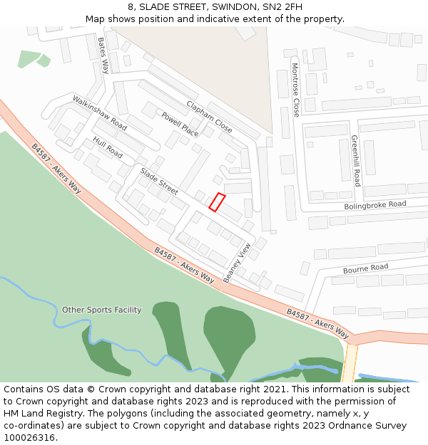 8, SLADE STREET, SWINDON, SN2 2FH: Location map and indicative extent of plot