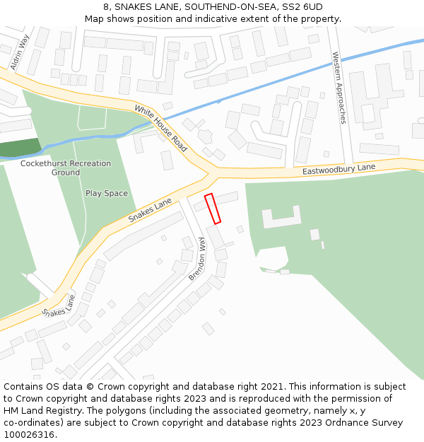 8, SNAKES LANE, SOUTHEND-ON-SEA, SS2 6UD: Location map and indicative extent of plot