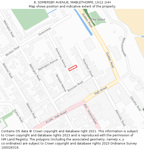 8, SOMERSBY AVENUE, MABLETHORPE, LN12 1HH: Location map and indicative extent of plot