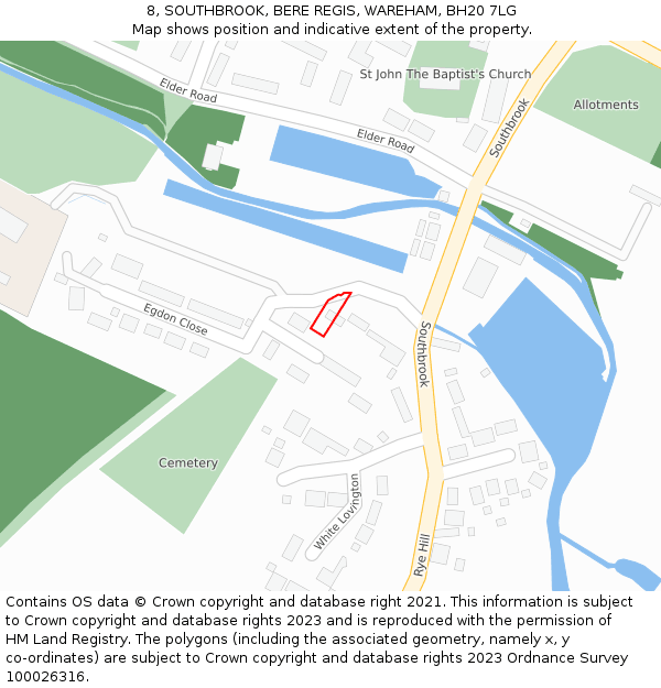 8, SOUTHBROOK, BERE REGIS, WAREHAM, BH20 7LG: Location map and indicative extent of plot