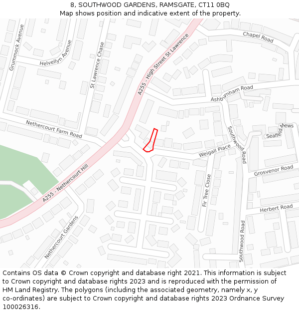 8, SOUTHWOOD GARDENS, RAMSGATE, CT11 0BQ: Location map and indicative extent of plot