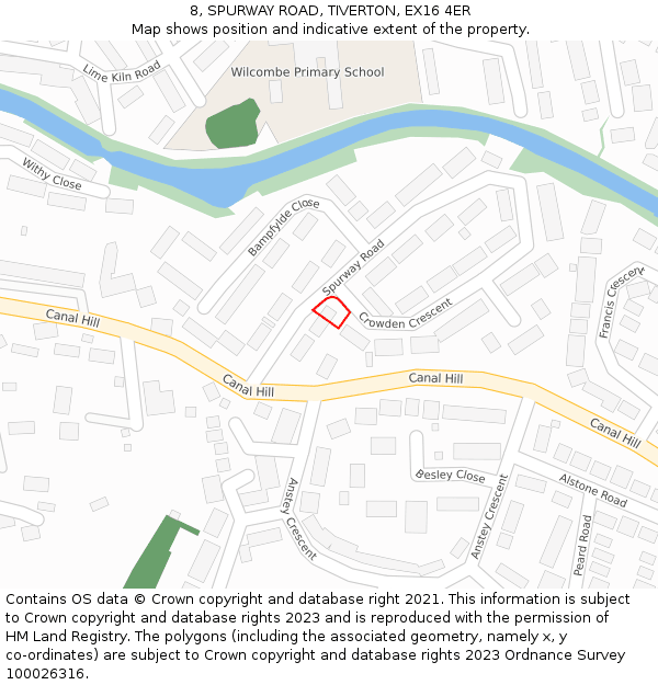 8, SPURWAY ROAD, TIVERTON, EX16 4ER: Location map and indicative extent of plot