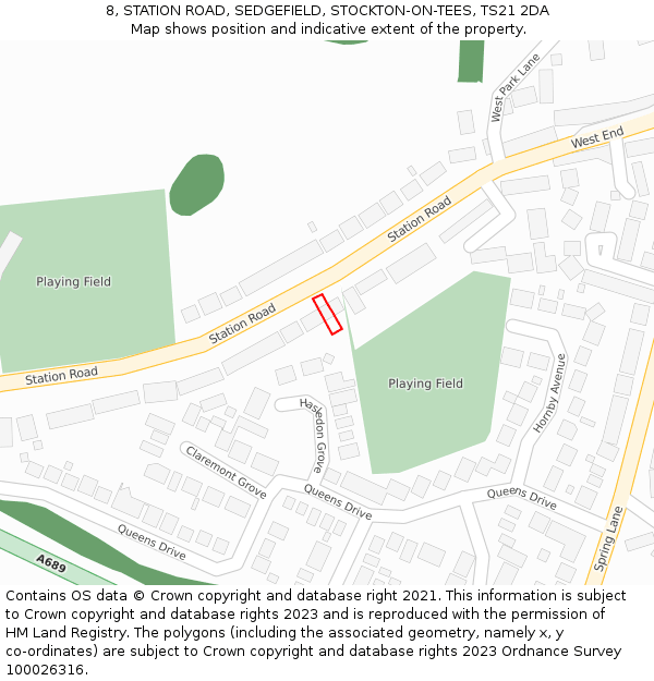 8, STATION ROAD, SEDGEFIELD, STOCKTON-ON-TEES, TS21 2DA: Location map and indicative extent of plot