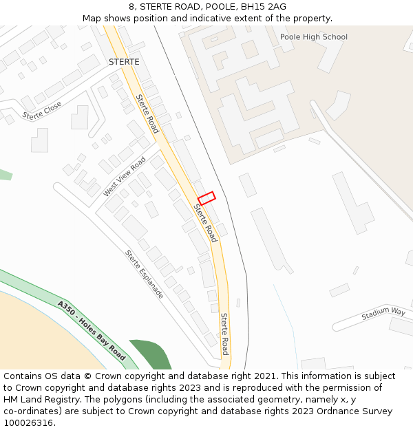 8, STERTE ROAD, POOLE, BH15 2AG: Location map and indicative extent of plot