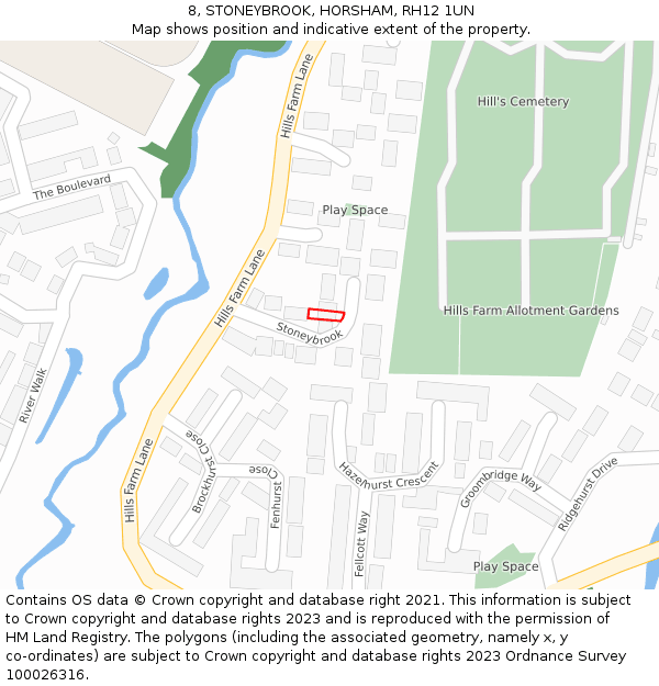 8, STONEYBROOK, HORSHAM, RH12 1UN: Location map and indicative extent of plot