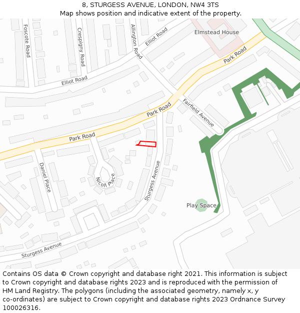 8, STURGESS AVENUE, LONDON, NW4 3TS: Location map and indicative extent of plot
