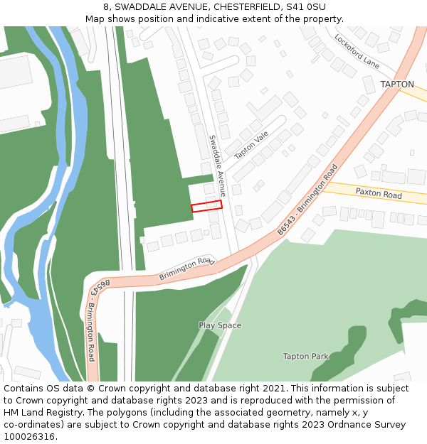 8, SWADDALE AVENUE, CHESTERFIELD, S41 0SU: Location map and indicative extent of plot