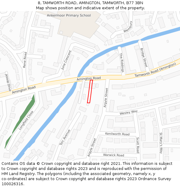 8, TAMWORTH ROAD, AMINGTON, TAMWORTH, B77 3BN: Location map and indicative extent of plot