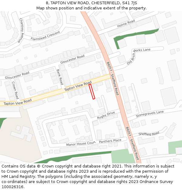 8, TAPTON VIEW ROAD, CHESTERFIELD, S41 7JS: Location map and indicative extent of plot