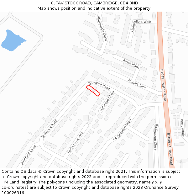 8, TAVISTOCK ROAD, CAMBRIDGE, CB4 3NB: Location map and indicative extent of plot