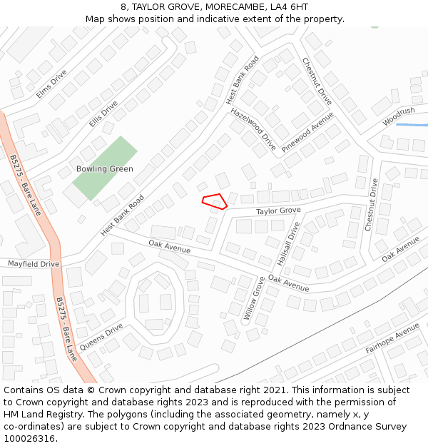 8, TAYLOR GROVE, MORECAMBE, LA4 6HT: Location map and indicative extent of plot