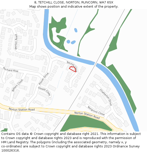 8, TETCHILL CLOSE, NORTON, RUNCORN, WA7 6SX: Location map and indicative extent of plot