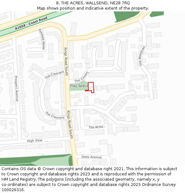 8, THE ACRES, WALLSEND, NE28 7RQ: Location map and indicative extent of plot