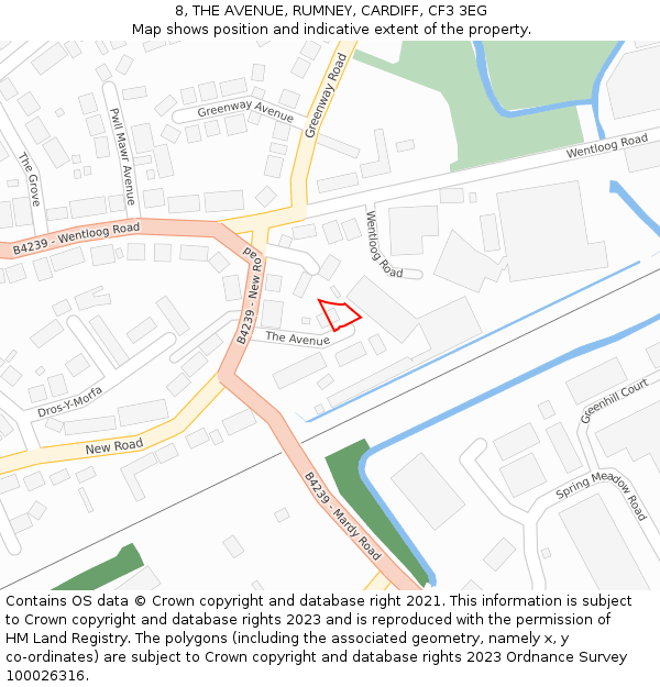 8, THE AVENUE, RUMNEY, CARDIFF, CF3 3EG: Location map and indicative extent of plot