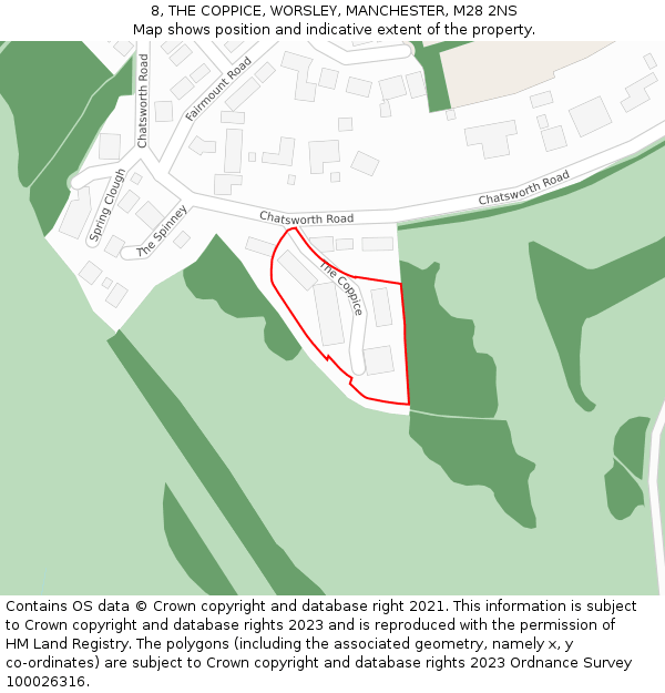 8, THE COPPICE, WORSLEY, MANCHESTER, M28 2NS: Location map and indicative extent of plot