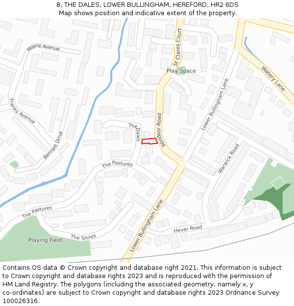 8, THE DALES, LOWER BULLINGHAM, HEREFORD, HR2 6DS: Location map and indicative extent of plot